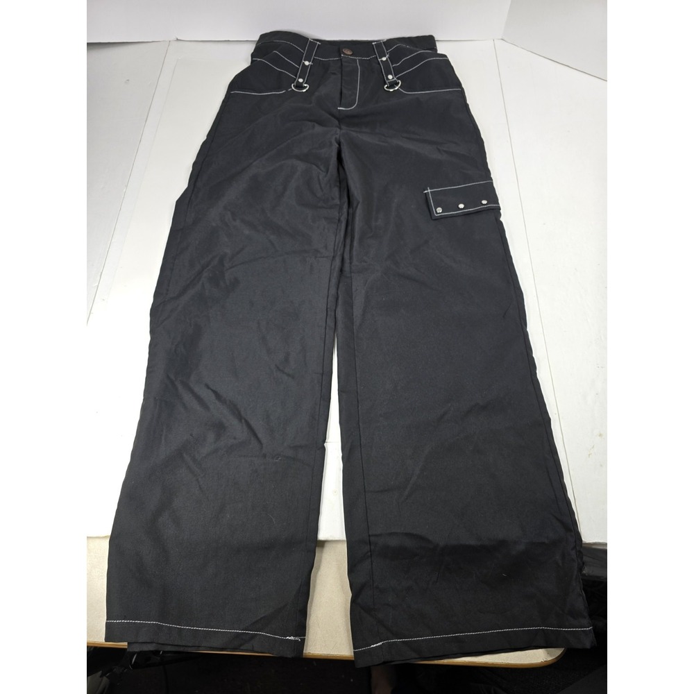 Romwe Women's‎ Black Cargo Parachute Pants Size S Small Us 4 Eur 36 Loops Goth